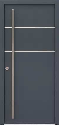 Drzwi antywłamaniowe zewnętrzne do domu i wewnętrzne do mieszkania model wzór 423,2-500C w kolorze szare.