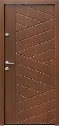 Drzwi antywłamaniowe zewnętrzne do domu i wewnętrzne do mieszkania model 430,12 w kolorze orzech.
