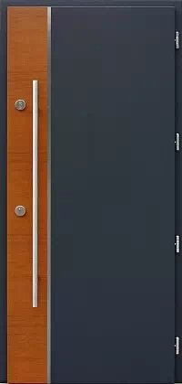 Drzwi antywłamaniowe zewnętrzne do domu i wewnętrzne do mieszkania model wzór 430,5B-500B w kolorze antracyt + złoty dąb.