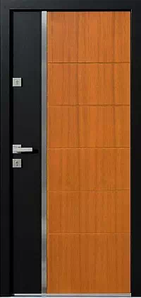 Drzwi antywłamaniowe zewnętrzne do domu i wewnętrzne do mieszkania model wzór 430,8-430,18 w kolorze złoty dąb + antracyt.