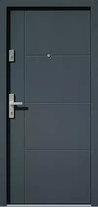 Drzwi antywłamaniowe zewnętrzne do domu i wewnętrzne do mieszkania model 490,14B w kolorze antracytowe.