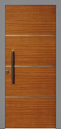 Drzwi antywłamaniowe zewnętrzne do domu i wewnętrzne do mieszkania model 490,20-500B w kolorze ciemny dab + szare.