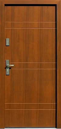 Drzwi antywłamaniowe zewnętrzne do domu i wewnętrzne do mieszkania model 490,3 w kolorze ciemny dąb.
