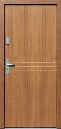 Drzwi antywłamaniowe zewnętrzne do domu i wewnętrzne do mieszkania model wzór 490,4 w kolorze dab średni.