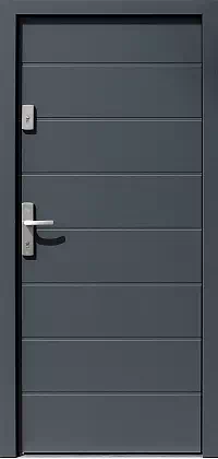 Drzwi antywłamaniowe zewnętrzne do domu i wewnętrzne do mieszkania model wzór 490,5 w kolorze antracyt.