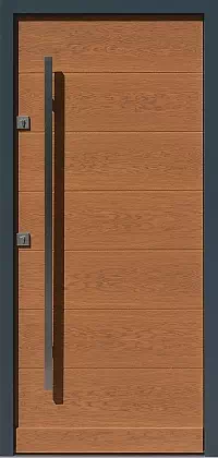 Drzwi antywłamaniowe zewnętrzne do domu i wewnętrzne do mieszkania model wzór 490,7C w kolorze ciemny dąb - antracyt.