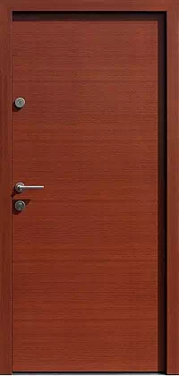 Drzwi antywłamaniowe zewnętrzne do domu i wewnętrzne do mieszkania model 500B w kolorze dąb ciemny.