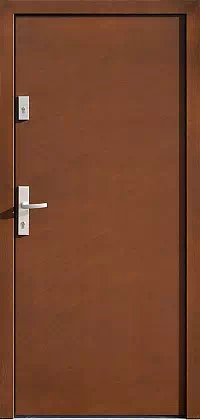 Drzwi antywłamaniowe zewnętrzne do domu i wewnętrzne do mieszkania model wzór 500D w kolorze orzech.