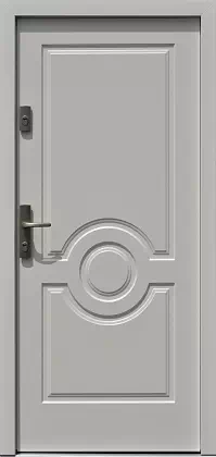 Drzwi antywłamaniowe zewnętrzne do domu i wewnętrzne do mieszkania model wzór 504,1 w kolorze białe.