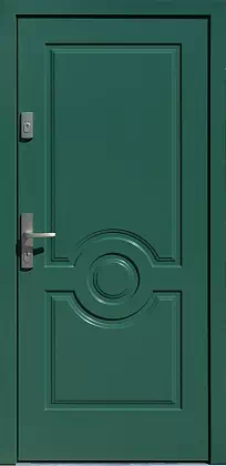 Drzwi antywłamaniowe zewnętrzne do domu i wewnętrzne do mieszkania model 504,1 w kolorze zielone.