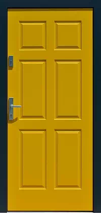 Drzwi antywłamaniowe zewnętrzne do domu i wewnętrzne do mieszkania model 533,10 w kolorze żółte + antracyt.