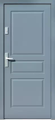 Drzwi antywłamaniowe zewnętrzne do domu i wewnętrzne do mieszkania model wzór 533,4 w kolorze jasno szare.
