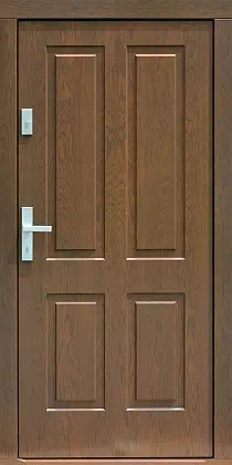 Drzwi antywłamaniowe zewnętrzne do domu i wewnętrzne do mieszkania model wzór 534,10 w kolorze orzech.