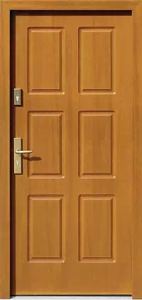 Drzwi antywłamaniowe zewnętrzne do domu i wewnętrzne do mieszkania model wzór 534,4 w kolorze złoty dąb.
