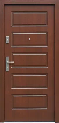 Drzwi antywłamaniowe zewnętrzne do domu i wewnętrzne do mieszkania model wzór 534,7 w kolorze orzech.