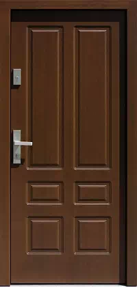 Drzwi antywłamaniowe zewnętrzne do domu i wewnętrzne do mieszkania model 534,8 w kolorze ciemny orzech.