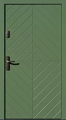 Drzwi antywłamaniowe zewnętrzne do domu i wewnętrzne do mieszkania model wzór 542,1 w kolorze zielone.