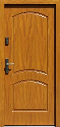 Drzwi antywłamaniowe zewnętrzne do domu i wewnętrzne do mieszkania model wzór 552F2 w kolorze złoty dąb.
