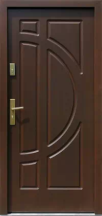 Drzwi antywłamaniowe zewnętrzne do domu i wewnętrzne do mieszkania model wzór 599F w kolorze ciemny orzech.