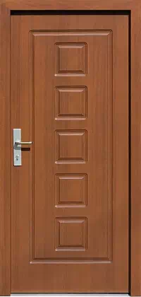 Drzwi antywłamaniowe zewnętrzne do domu i wewnętrzne do mieszkania model 682F1 w kolorze ciemny dąb.