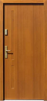Drzwi antywłamaniowe zewnętrzne do domu i wewnętrzne do mieszkania model wzór 684,6 w kolorze złoty dąb.
