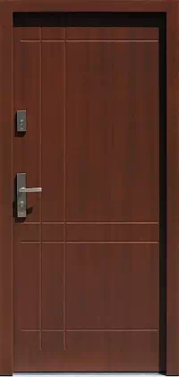 Drzwi antywłamaniowe zewnętrzne do domu i wewnętrzne do mieszkania model 685,2 w kolorze teak.