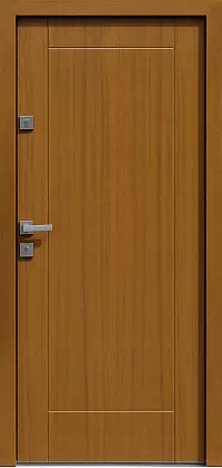 Drzwi antywłamaniowe zewnętrzne do domu i wewnętrzne do mieszkania model wzór 688,3 w kolorze złoty dąb.