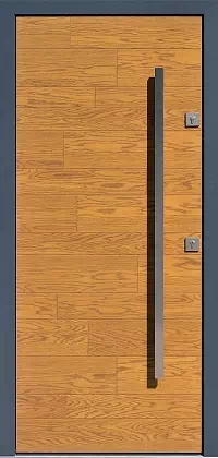 Drzwi dębowe zewnętrzne wejściowe do domu model 410,1 w kolorze jasny dąb + antracyt.