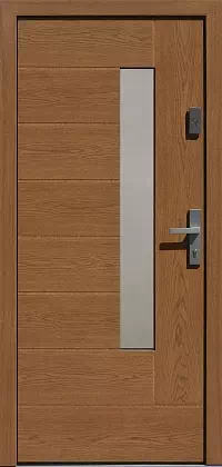 Drzwi dębowe zewnętrzne wejściowe do domu model 414,12 w kolorze ciemny dąb.