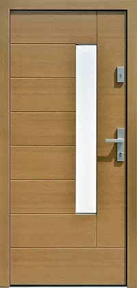 Drzwi dębowe zewnętrzne wejściowe do domu model wzór 414,12B w kolorze winchester.