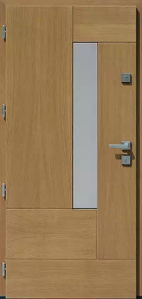 Drzwi dębowe zewnętrzne wejściowe do domu model wzór 415,11 w kolorze winchester.