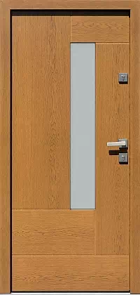 Drzwi dębowe zewnętrzne wejściowe do domu model 415,12 w kolorze ciemny dąb.