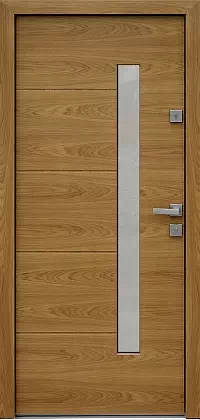Drzwi dębowe zewnętrzne wejściowe do domu model wzór 417,13 w kolorze jasny dąb.