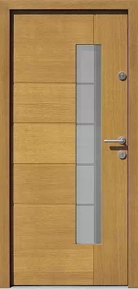 Drzwi dębowe zewnętrzne wejściowe do domu model 418,1+ds1 w kolorze jasny dąb.