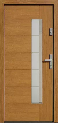 Drzwi dębowe zewnętrzne wejściowe do domu model 418,1+ds2 w kolorze jasny dąb.
