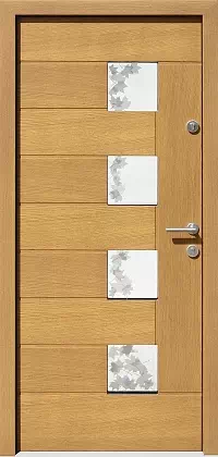 Drzwi dębowe zewnętrzne wejściowe do domu model wzór 420,1+ds31 w kolorze jasny dąb.