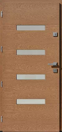 Drzwi dębowe zewnętrzne wejściowe do domu model wzór 422,13B w kolorze winchester.