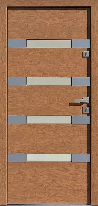 Drzwi dębowe zewnętrzne wejściowe do domu model wzór 422,3B-422,13B w kolorze winchester.