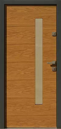 Drzwi dębowe zewnętrzne wejściowe do domu model 427,13 w kolorze zloty dab + antracyt.