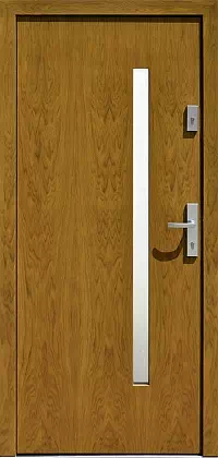 Drzwi dębowe zewnętrzne wejściowe do domu model wzór 427,15 w kolorze złoty dąb.