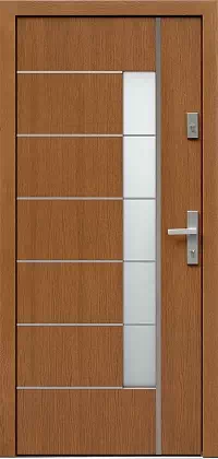 Drzwi dębowe zewnętrzne wejściowe do domu model wzór 428,2-428,12+ds12 w kolorze złoty dąb.