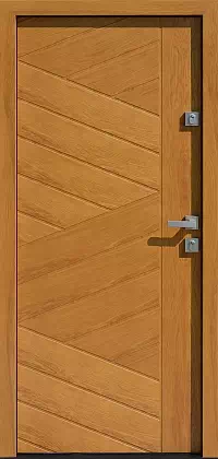 Drzwi dębowe zewnętrzne wejściowe do domu model 430,12 w kolorze złoty dąb.