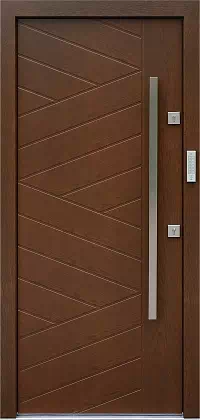 Drzwi dębowe zewnętrzne wejściowe do domu model 430,14 w kolorze orzech.