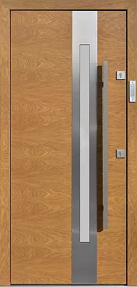 Drzwi dębowe zewnętrzne wejściowe do domu model wzór 454,7-454,17 w kolorze złoty dąb.