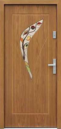 Drzwi dębowe zewnętrzne wejściowe do domu model 458,5+ds51 w kolorze winchester.