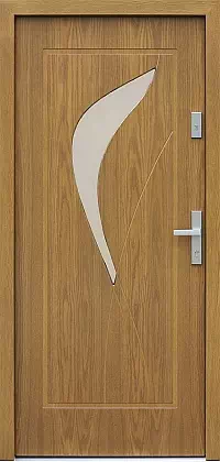 Drzwi dębowe zewnętrzne wejściowe do domu model 458,5 w kolorze winchester.