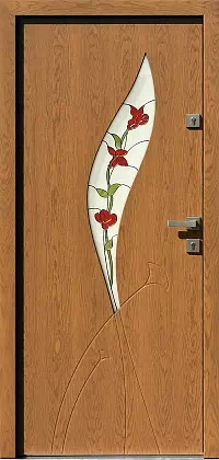 Drzwi dębowe zewnętrzne wejściowe do domu model 458,6+ds56 w kolorze winchester.
