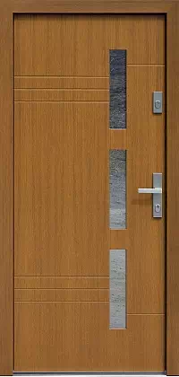 Drzwi dębowe zewnętrzne wejściowe do domu model wzór 470,1 w kolorze złoty dąb.