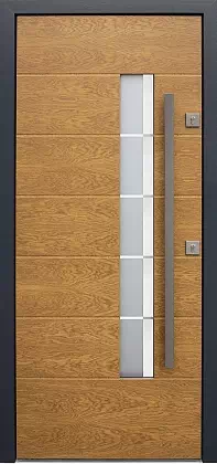 Drzwi dębowe zewnętrzne wejściowe do domu model 476,4+ds1 w kolorze jasny dab + antracyt.
