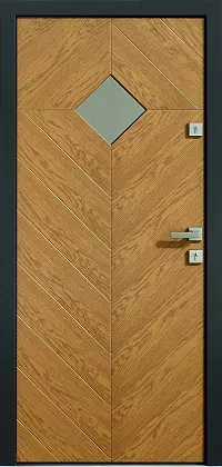 Drzwi dębowe zewnętrzne wejściowe do domu model 543,7 w kolorze winchester + antracyt.